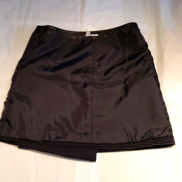 Halogen/NORDSTROM New Genuine LEATHER Wrap Scuba Moto SKIRT Sz 4 Business Black - Picture 15 of 15